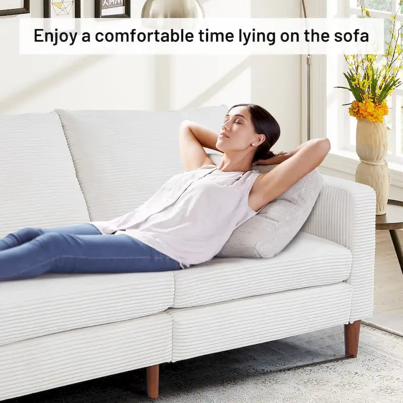 Canapé-lit futon convertible moderne en chenille, canapé 2 places de 210 cm avec accoudoirs carrés pour salon