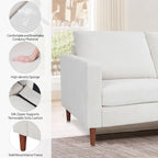 Canapé-lit futon convertible moderne en chenille, canapé 2 places de 210 cm avec accoudoirs carrés pour salon