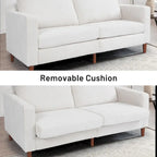 Canapé-lit futon convertible moderne en chenille, canapé 2 places de 210 cm avec accoudoirs carrés pour salon