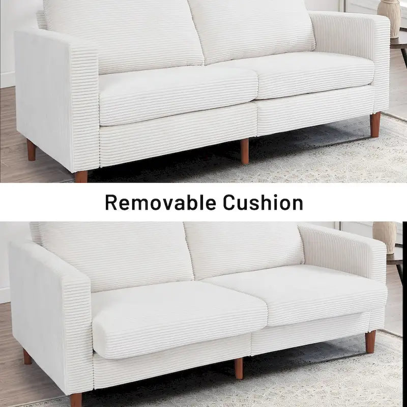 Canapé-lit futon convertible moderne en chenille, canapé 2 places de 210 cm avec accoudoirs carrés pour salon