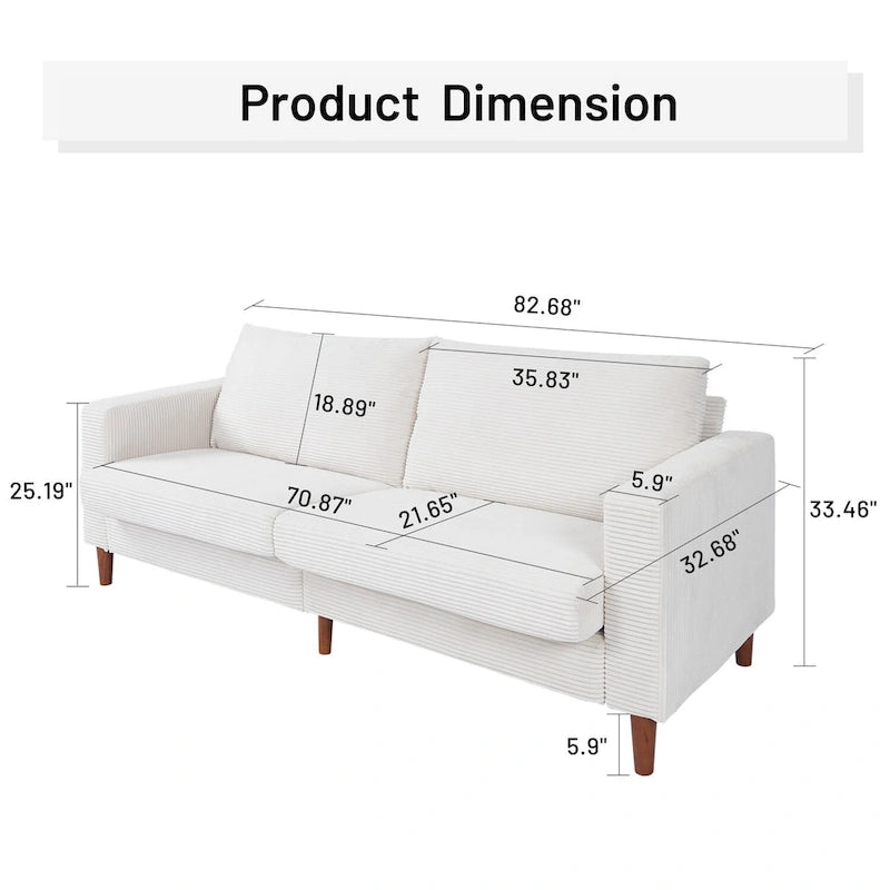 Canapé-lit futon convertible moderne en chenille, canapé 2 places de 210 cm avec accoudoirs carrés pour salon