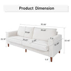 Canapé-lit futon convertible moderne en chenille, canapé 2 places de 210 cm avec accoudoirs carrés pour salon