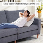 Canapé-lit futon convertible moderne en chenille, canapé 2 places de 210 cm avec accoudoirs carrés pour salon