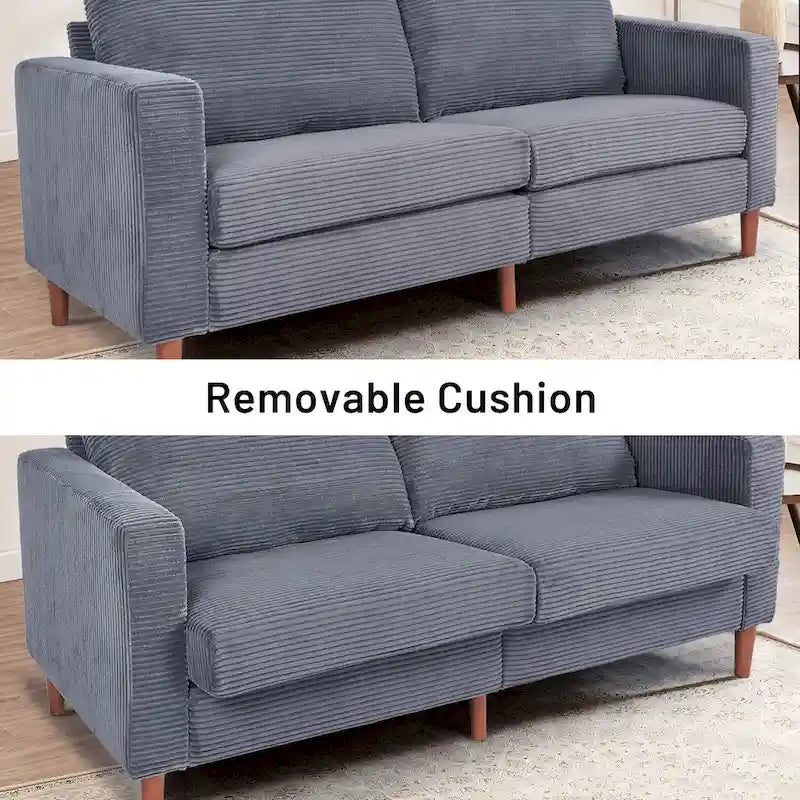 Canapé-lit futon convertible moderne en chenille, canapé 2 places de 210 cm avec accoudoirs carrés pour salon