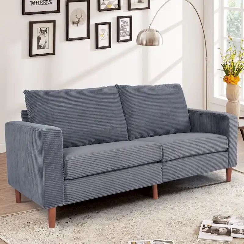 Canapé-lit futon convertible moderne en chenille, canapé 2 places de 210 cm avec accoudoirs carrés pour salon
