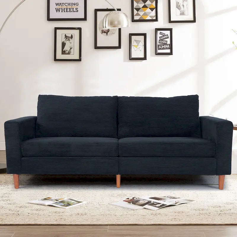 Canapé-lit futon convertible moderne en chenille, canapé 2 places de 210 cm avec accoudoirs carrés pour salon