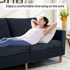 Canapé-lit futon convertible moderne en chenille, canapé 2 places de 210 cm avec accoudoirs carrés pour salon
