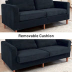 Canapé-lit futon convertible moderne en chenille, canapé 2 places de 210 cm avec accoudoirs carrés pour salon