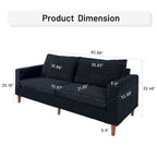 Canapé-lit futon convertible moderne en chenille, canapé 2 places de 210 cm avec accoudoirs carrés pour salon