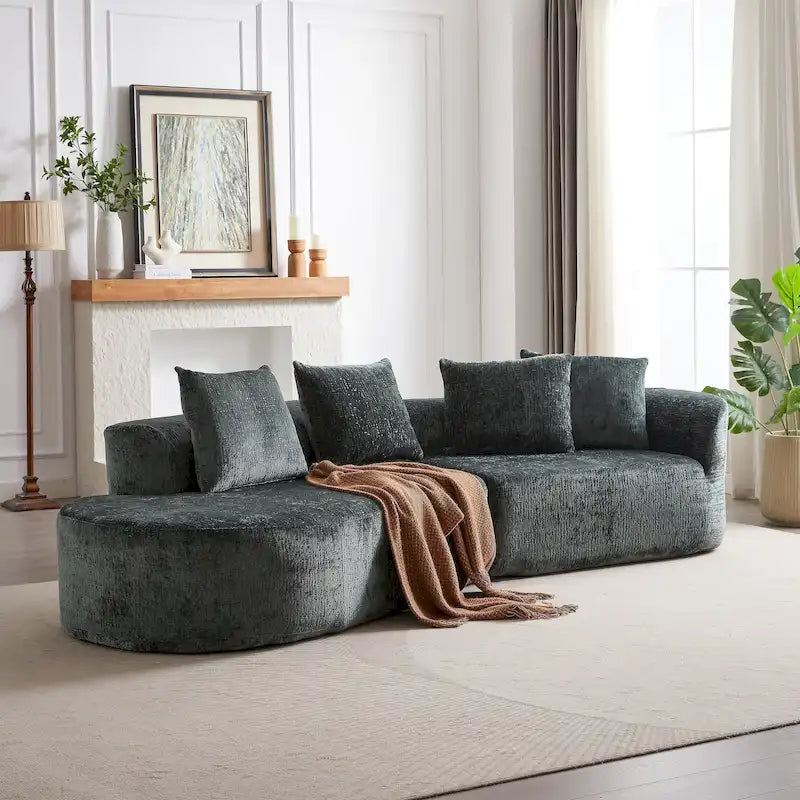 Canapé d'angle profond 114 Chenille avec 4 coussins