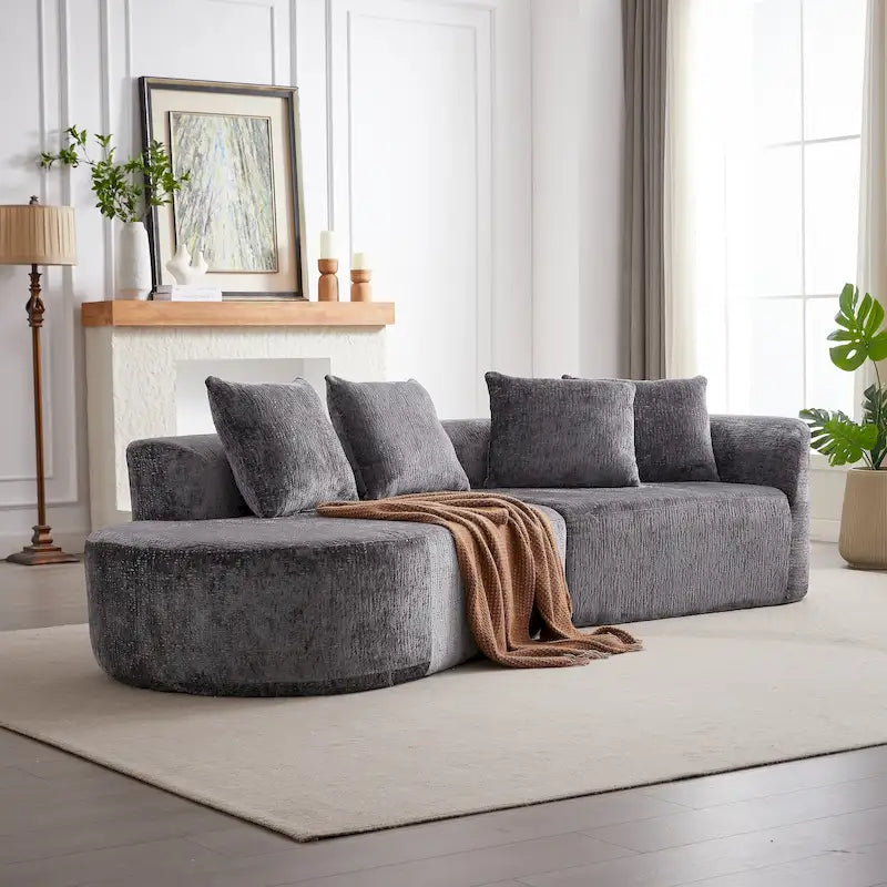 Canapé d'angle profond 114 Chenille avec 4 coussins
