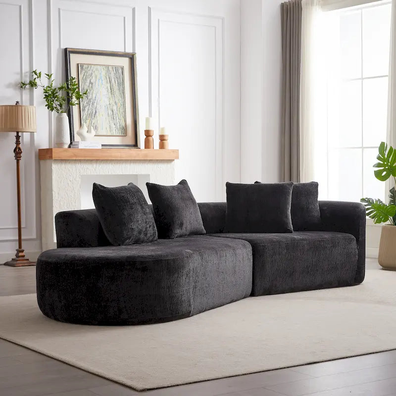 Canapé d'angle profond 114 Chenille avec 4 coussins