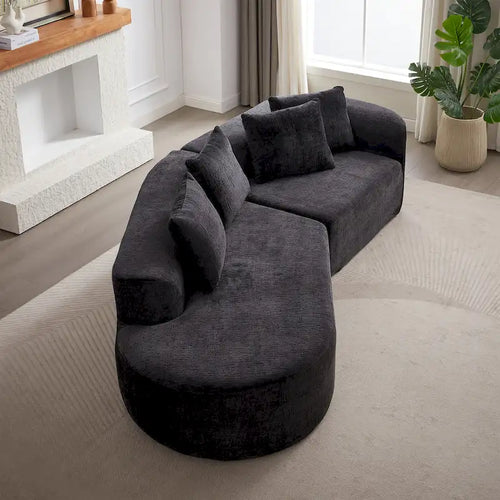 Canapé d'angle profond 114 Chenille avec 4 coussins