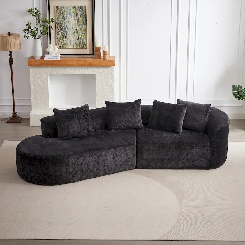 Canapé d'angle profond 114 Chenille avec 4 coussins
