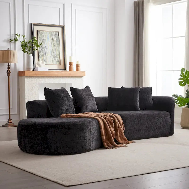 Canapé d'angle profond 114 Chenille avec 4 coussins