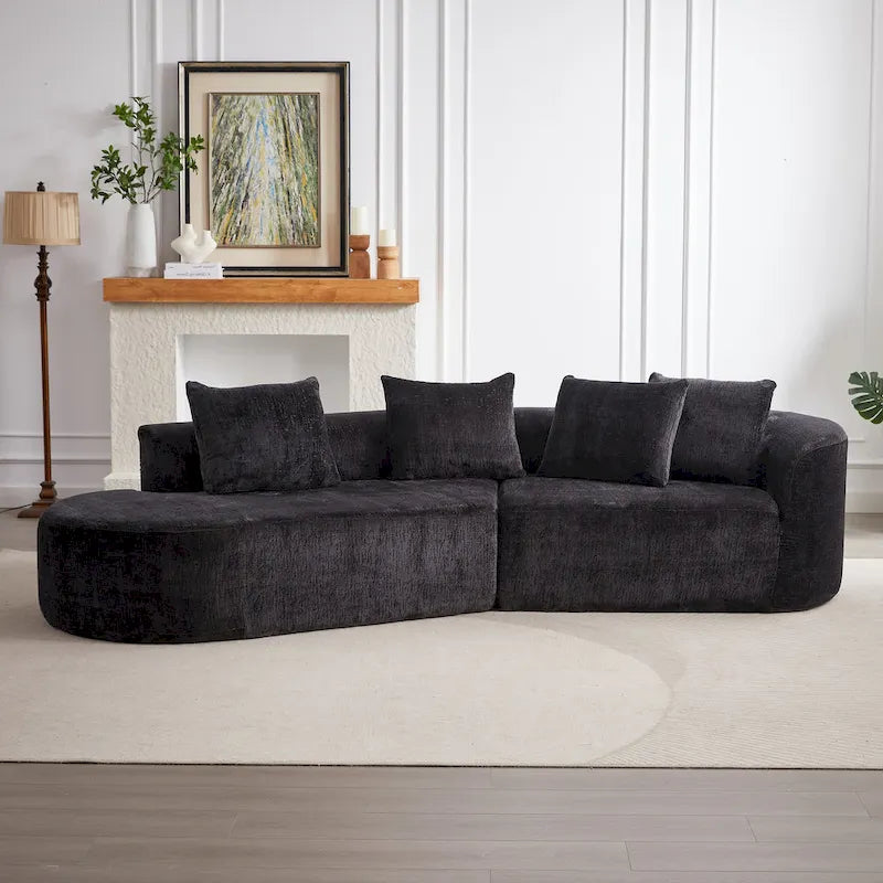 Canapé d'angle profond 114 Chenille avec 4 coussins