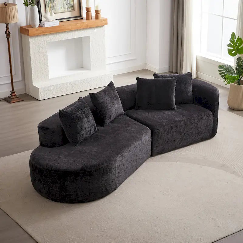 Canapé d'angle profond 114 Chenille avec 4 coussins