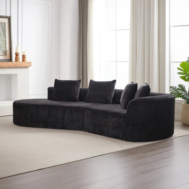 Canapé d'angle profond 114 Chenille avec 4 coussins