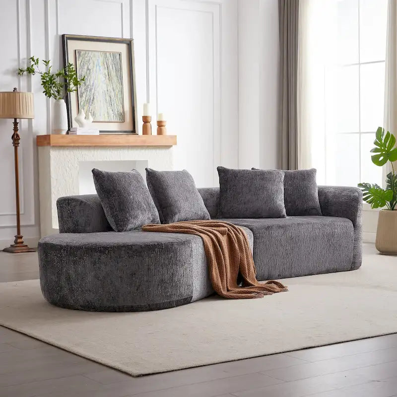 Canapé d'angle profond 114 Chenille avec 4 coussins