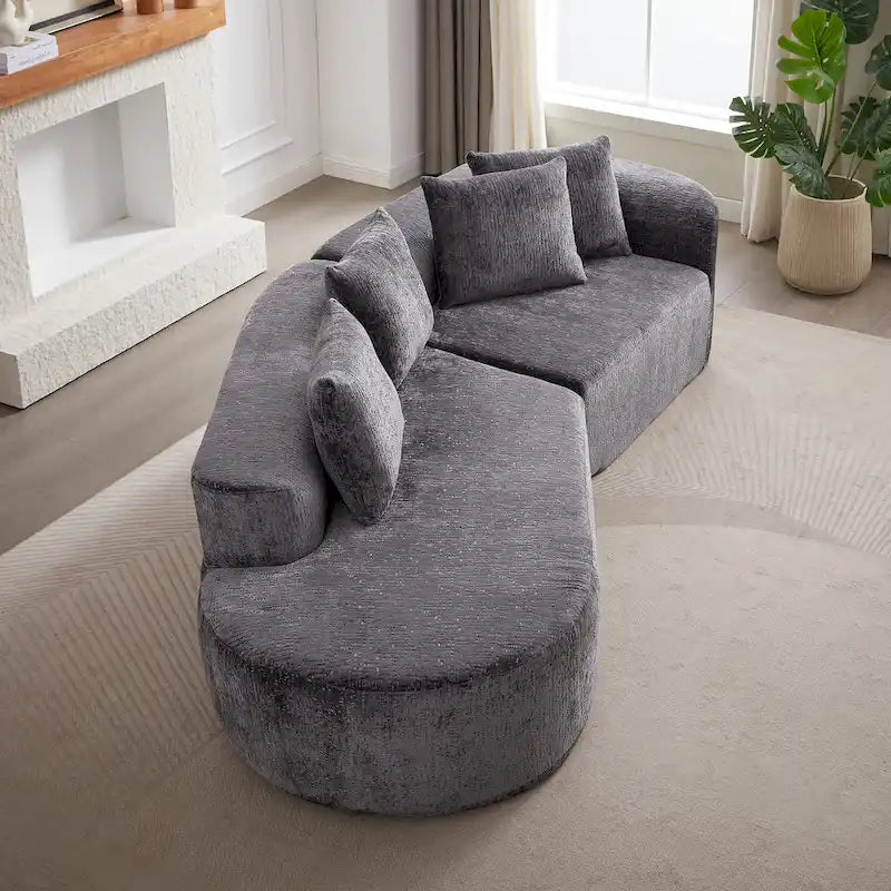 Canapé d'angle profond 114 Chenille avec 4 coussins