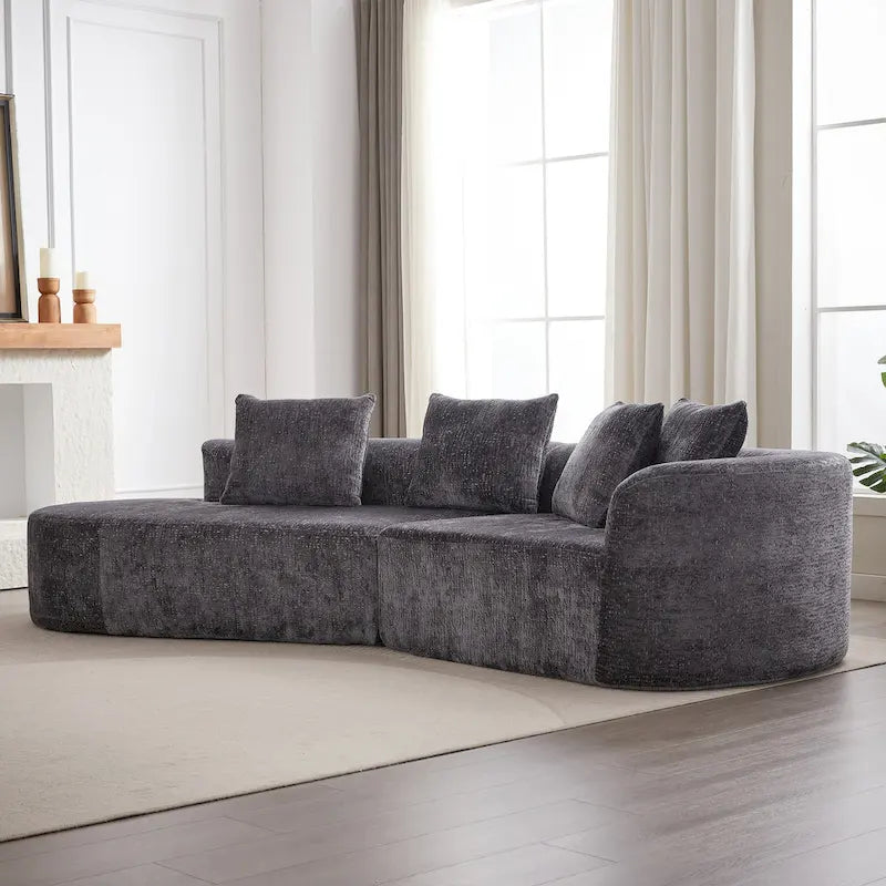 Canapé d'angle profond 114 Chenille avec 4 coussins