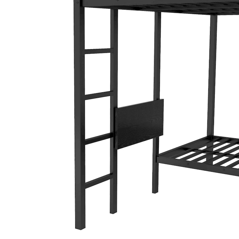 Lit superposé King over Twin XL avec armoire intégrée, lit superposé en métal avec bureau pliant et, Noir