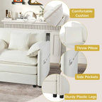 Ensemble canapé et fauteuil nuage en chenille 3 pièces avec sièges profonds et 3 oreillers