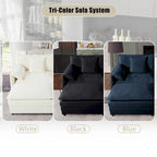 Ensemble canapé et fauteuil nuage en chenille 3 pièces avec sièges profonds et 3 oreillers