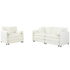 Ensemble canapé et fauteuil nuage en chenille 3 pièces avec sièges profonds et 3 oreillers