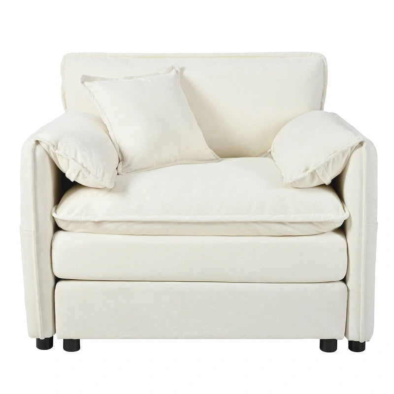 Ensemble canapé et fauteuil nuage en chenille 3 pièces avec sièges profonds et 3 oreillers