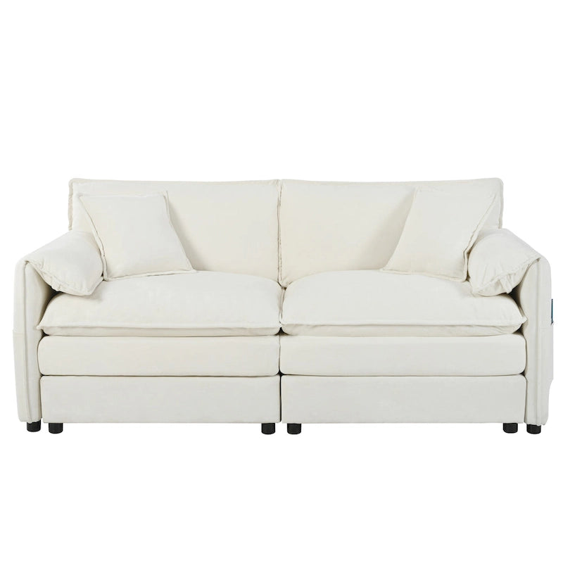 Ensemble canapé et fauteuil nuage en chenille 3 pièces avec sièges profonds et 3 oreillers