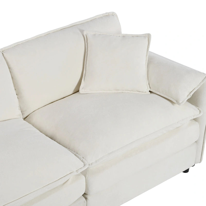 Ensemble canapé et fauteuil nuage en chenille 3 pièces avec sièges profonds et 3 oreillers