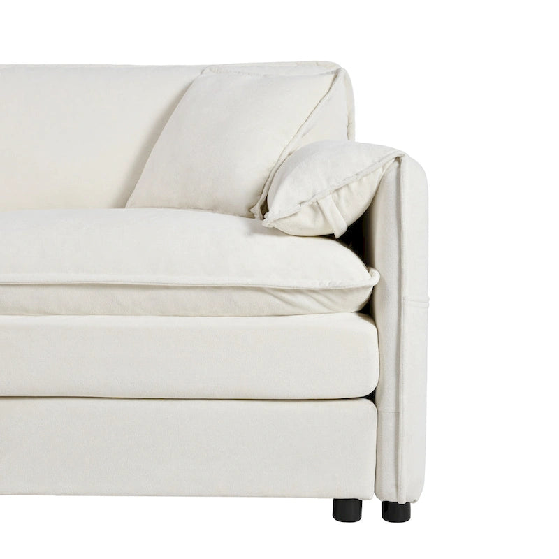 Ensemble canapé et fauteuil nuage en chenille 3 pièces avec sièges profonds et 3 oreillers