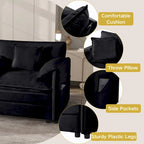 Ensemble canapé et fauteuil nuage en chenille 3 pièces avec sièges profonds et 3 oreillers