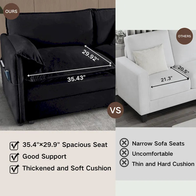 Ensemble canapé et fauteuil nuage en chenille 3 pièces avec sièges profonds et 3 oreillers