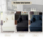 Ensemble canapé et fauteuil nuage en chenille 3 pièces avec sièges profonds et 3 oreillers