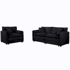Ensemble canapé et fauteuil nuage en chenille 3 pièces avec sièges profonds et 3 oreillers