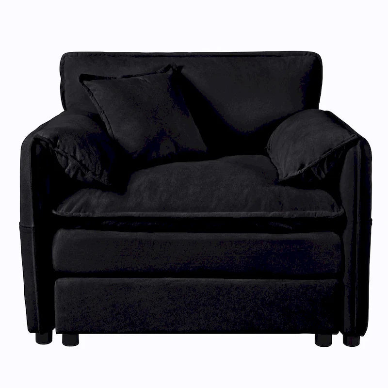 Ensemble canapé et fauteuil nuage en chenille 3 pièces avec sièges profonds et 3 oreillers