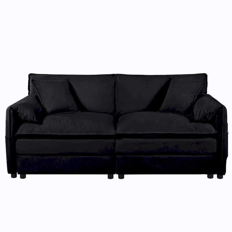 Ensemble canapé et fauteuil nuage en chenille 3 pièces avec sièges profonds et 3 oreillers