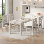 Table de salle à manger 6 places en bois de chêne massif, 160 cm, pour intérieur et extérieur avec pieds en bois massif