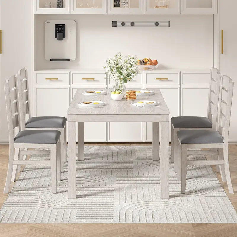 Table de salle à manger 6 places en bois de chêne massif, 160 cm, pour intérieur et extérieur avec pieds en bois massif