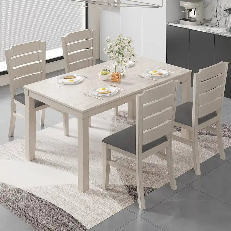 Table de salle à manger 6 places en bois de chêne massif, 160 cm, pour intérieur et extérieur avec pieds en bois massif