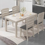 Table de salle à manger 6 places en bois de chêne massif, 160 cm, pour intérieur et extérieur avec pieds en bois massif