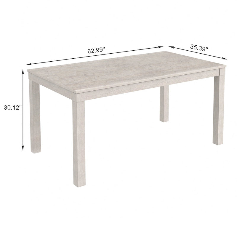 Table de salle à manger 6 places en bois de chêne massif, 160 cm, pour intérieur et extérieur avec pieds en bois massif