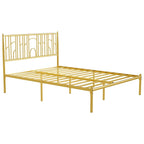 Cadre de lit plateforme Queen Size avec montants décoratifs, rangement sous le lit et sans besoin de sommier tapissier