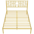 Cadre de lit plateforme Queen Size avec montants décoratifs, rangement sous le lit et sans besoin de sommier tapissier