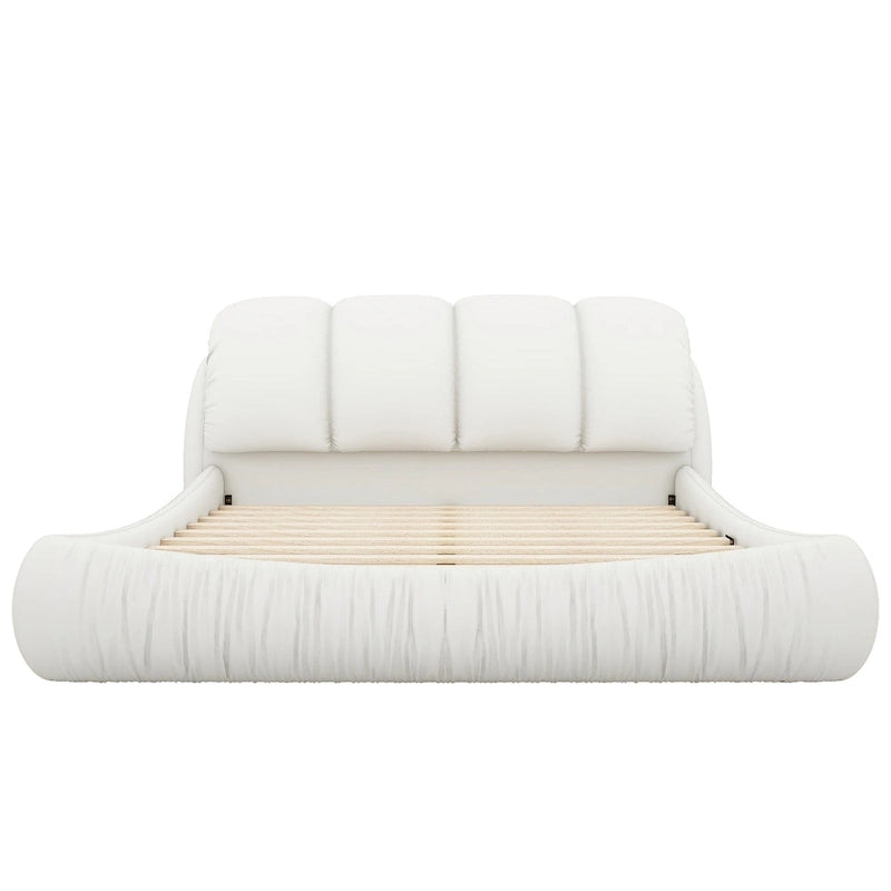 Lit en cuir rembourré de luxe avec tête de lit épaisse