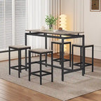 Ensemble table de bar industrielle 5 pièces avec table rectangulaire et 4 chaises