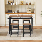 Ensemble table de bar industrielle 5 pièces avec table rectangulaire et 4 chaises