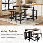 Ensemble table de bar industrielle 5 pièces avec table rectangulaire et 4 chaises